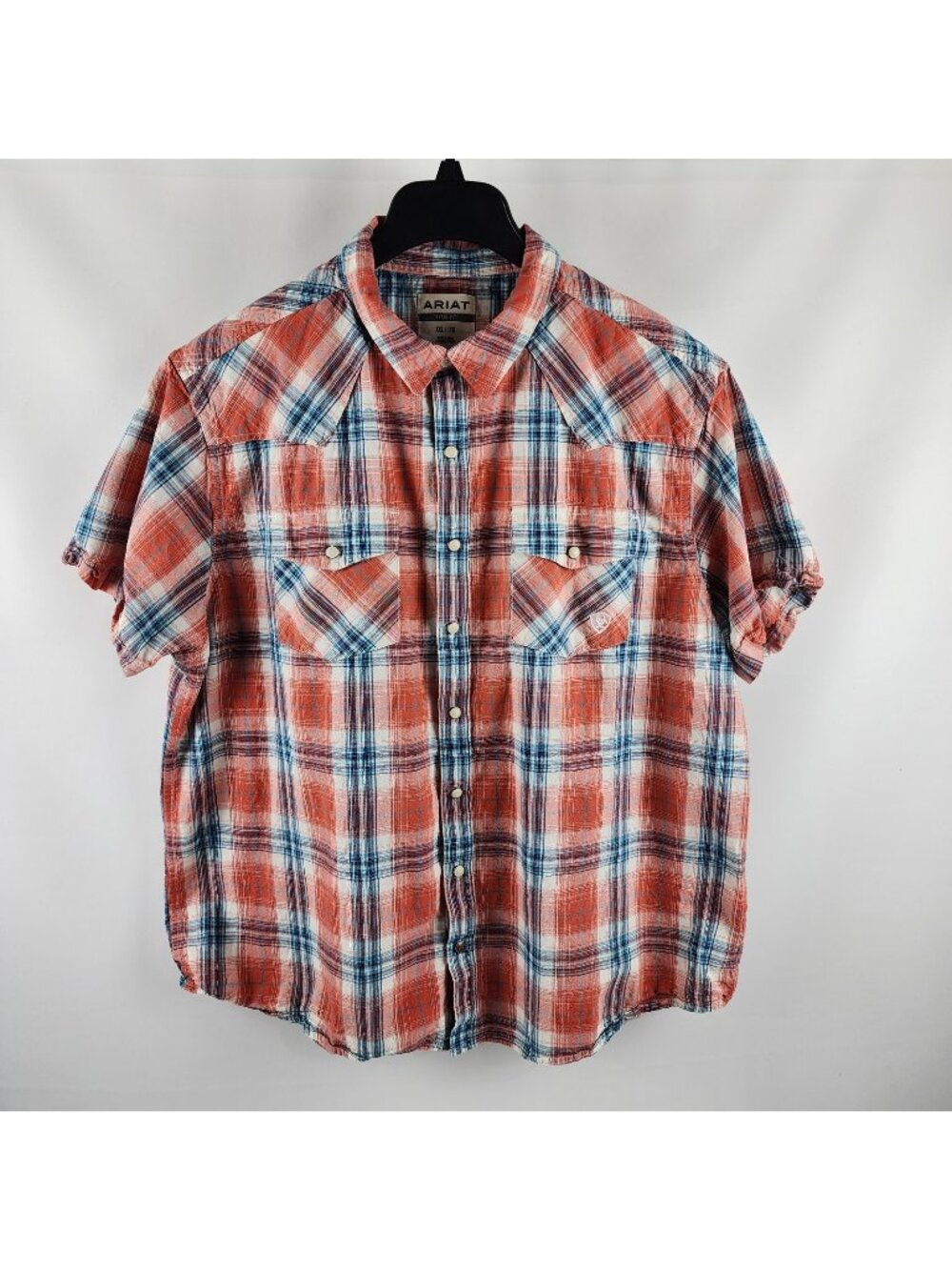 Ariat Shirt Mens XXL Multi Plaid MNS Hawk Retro Snap S/S Button Up